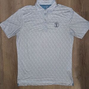 Johnnie-O Men's Blue Patterned Polo Shirt Caddyshack style polo
